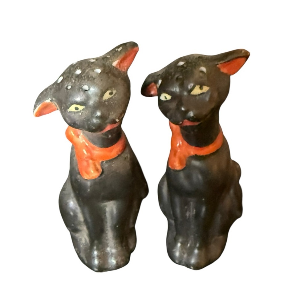 Vintage Black Cats Salt & Pepper Shakers Japan